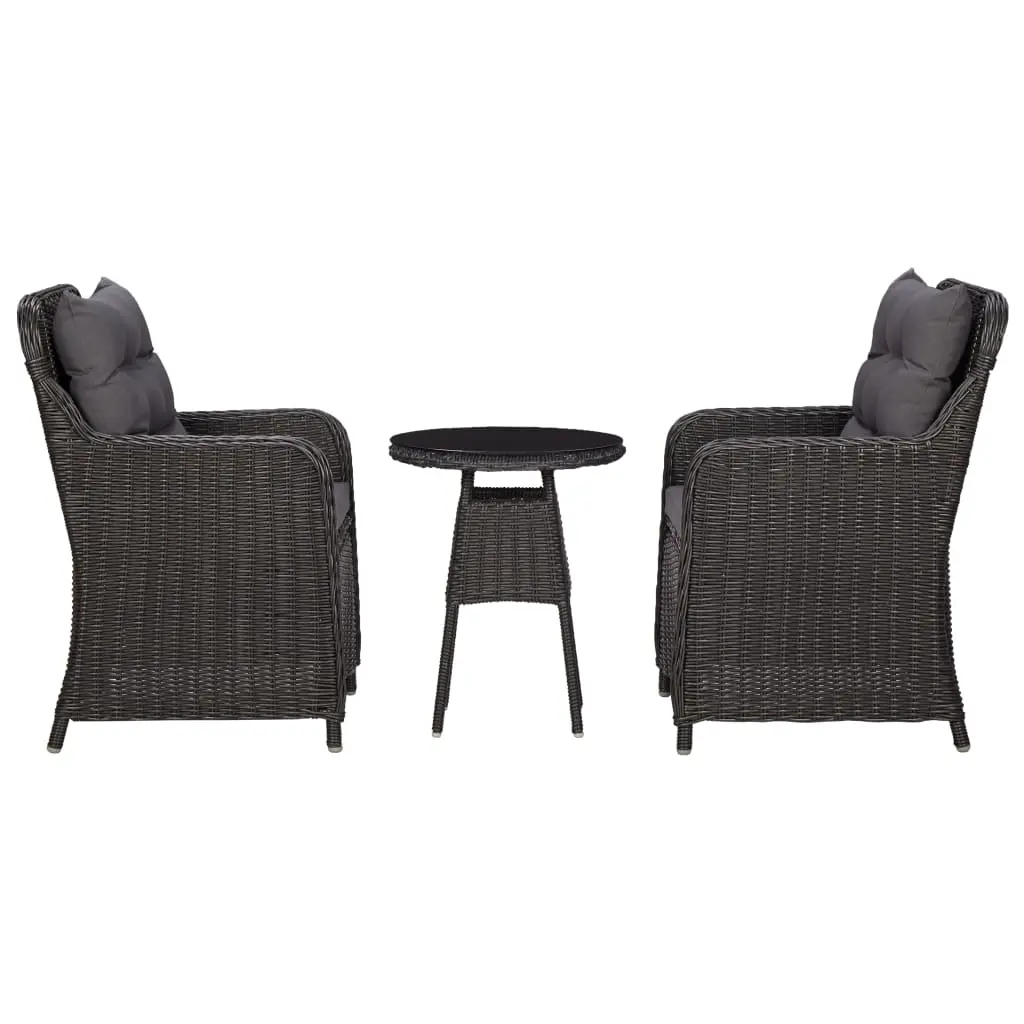 Garden Chairs 2 pcs with Tea Table Poly Rattan Black 46550 - Furniture