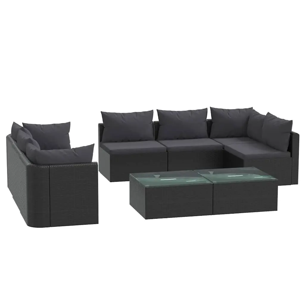 9 Piece Garden Lounge Set with Cushions Poly Rattan Black 46551 - Furniture