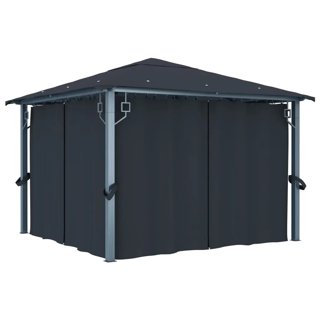 Gazebo with Curtain 300x300 cm Anthracite Aluminium 48043 - Home & Garden