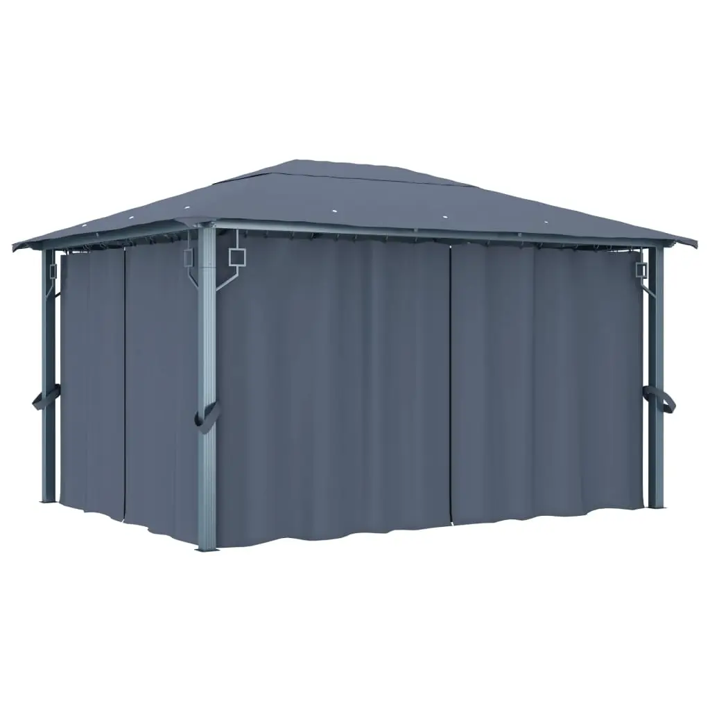 Gazebo with Curtain 400x300 cm Anthracite Aluminium 48045 - Home & Garden