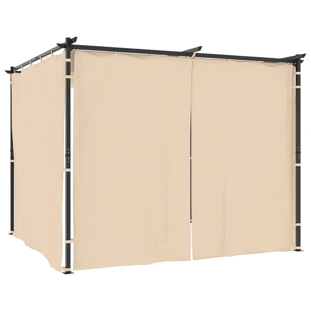Gazebo with Curtains 3x3 m Cream Steel 48050 - Home & Garden