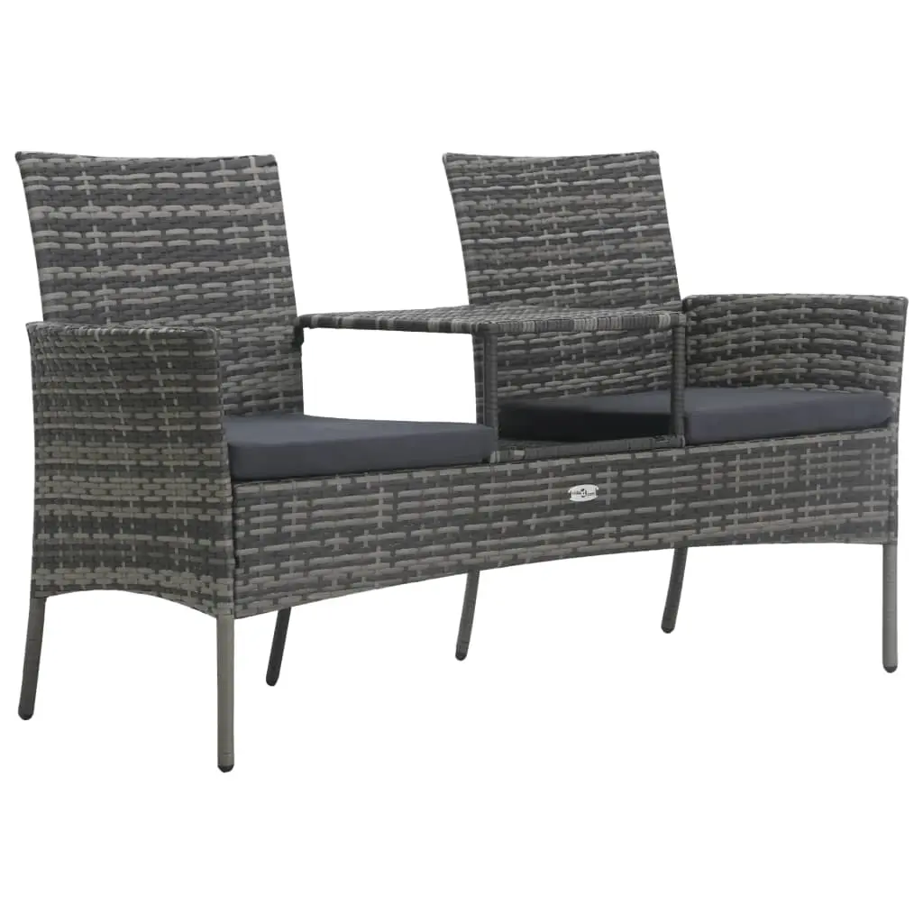2-Seater Garden Sofa with Tea Table Poly Rattan Anthracite 47751