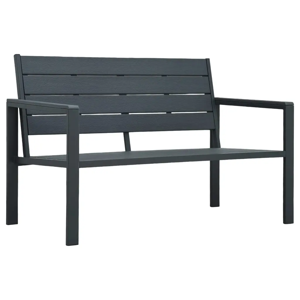 Garden Bench 120 cm HDPE Grey Wood Look 47874 - Furniture