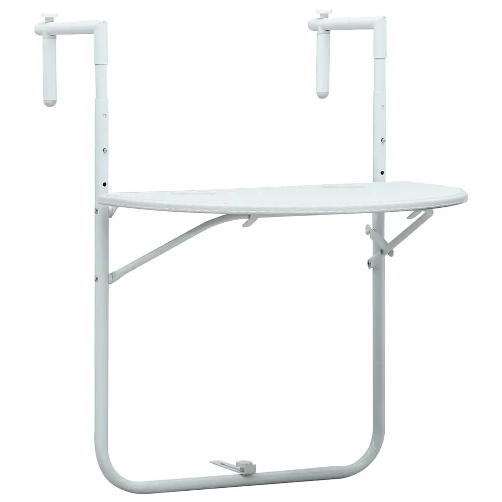 Hanging Balcony Table White 60x64x83.5 cm Plastic Rattan Look 47893 - Furniture