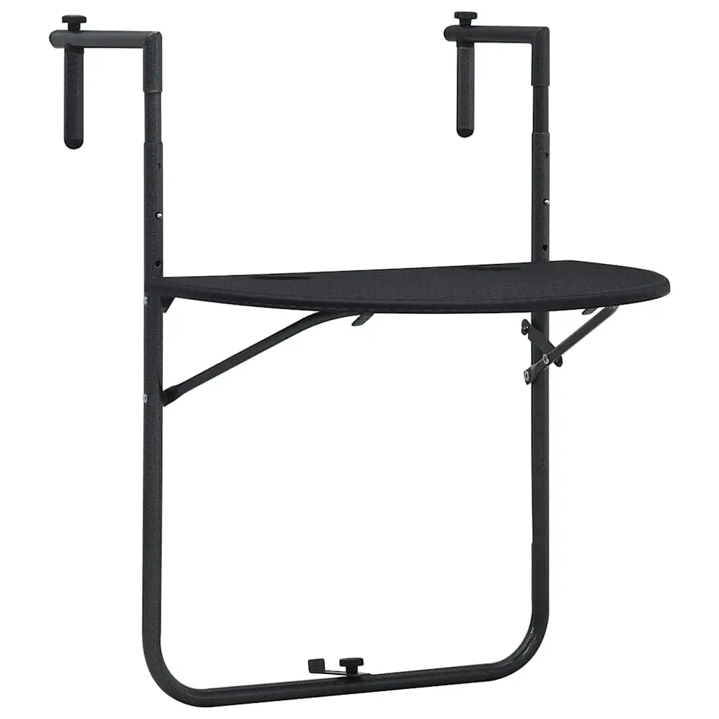 Hanging Balcony Table Black 60x64x83.5 cm Plastic Rattan Look 47894 - Furniture