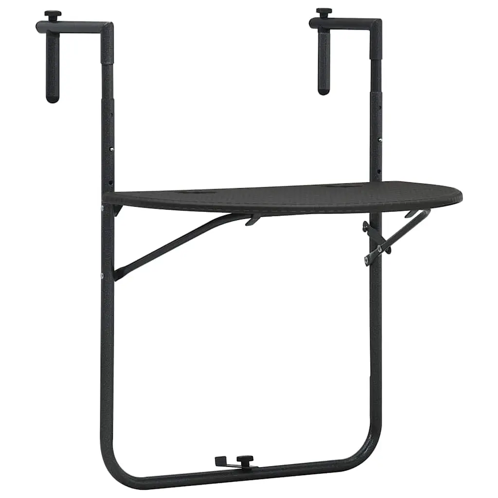 Hanging Balcony Table Brown 60x64x83.5 cm Plastic Rattan Look 47895 - Furniture