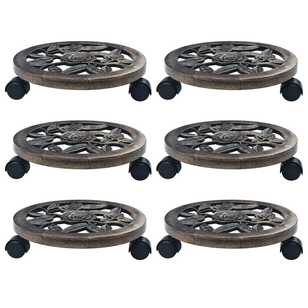 Plant Trolleys 6 pcs Bronze 30 cm Plastic 48227 - Home & Garden