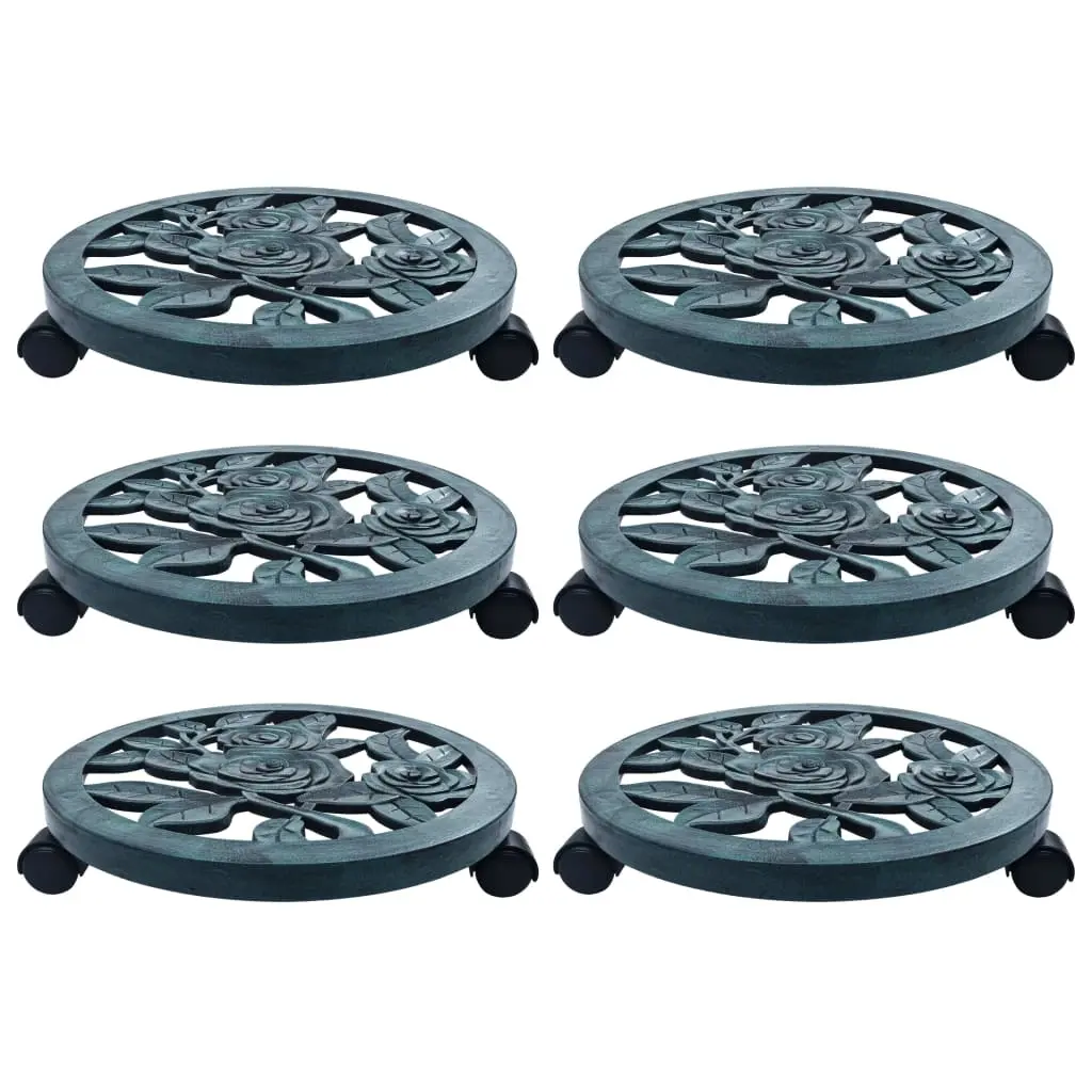 Plant Trolleys 6 pcs Green 38 cm Plastic 48228 - Home & Garden