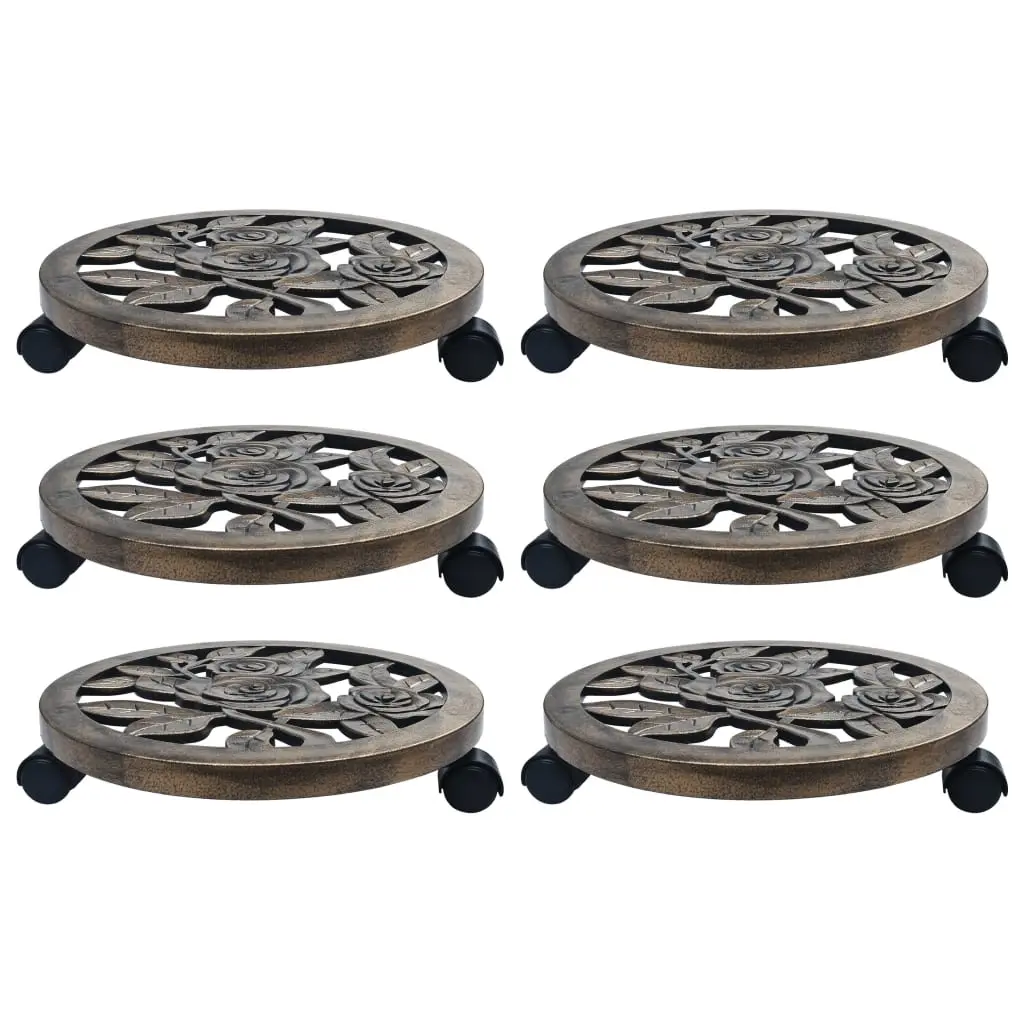 Plant Trolleys 6 pcs Bronze 38 cm Plastic 48229 - Home & Garden
