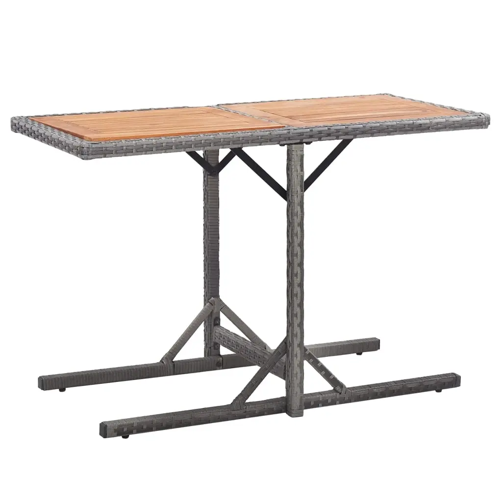 Garden Table Anthracite Poly Rattan and Solid Acacia Wood 46457 - Furniture
