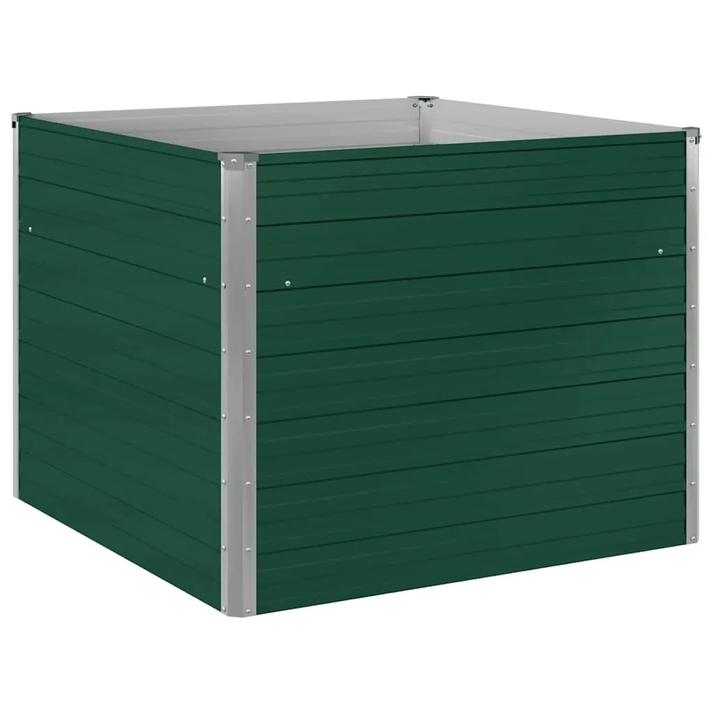 Raised Garden Bed 100x100x77 cm Galvanised Steel Green 47021 - Home & Garden