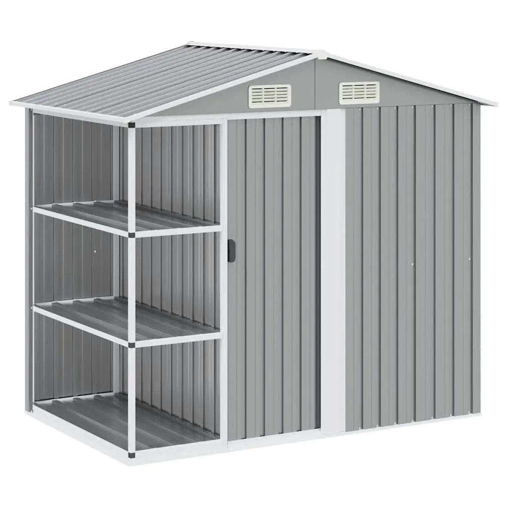 Garden Shed with Rack Grey 205x130x183 cm Iron 47103 - Home & Garden