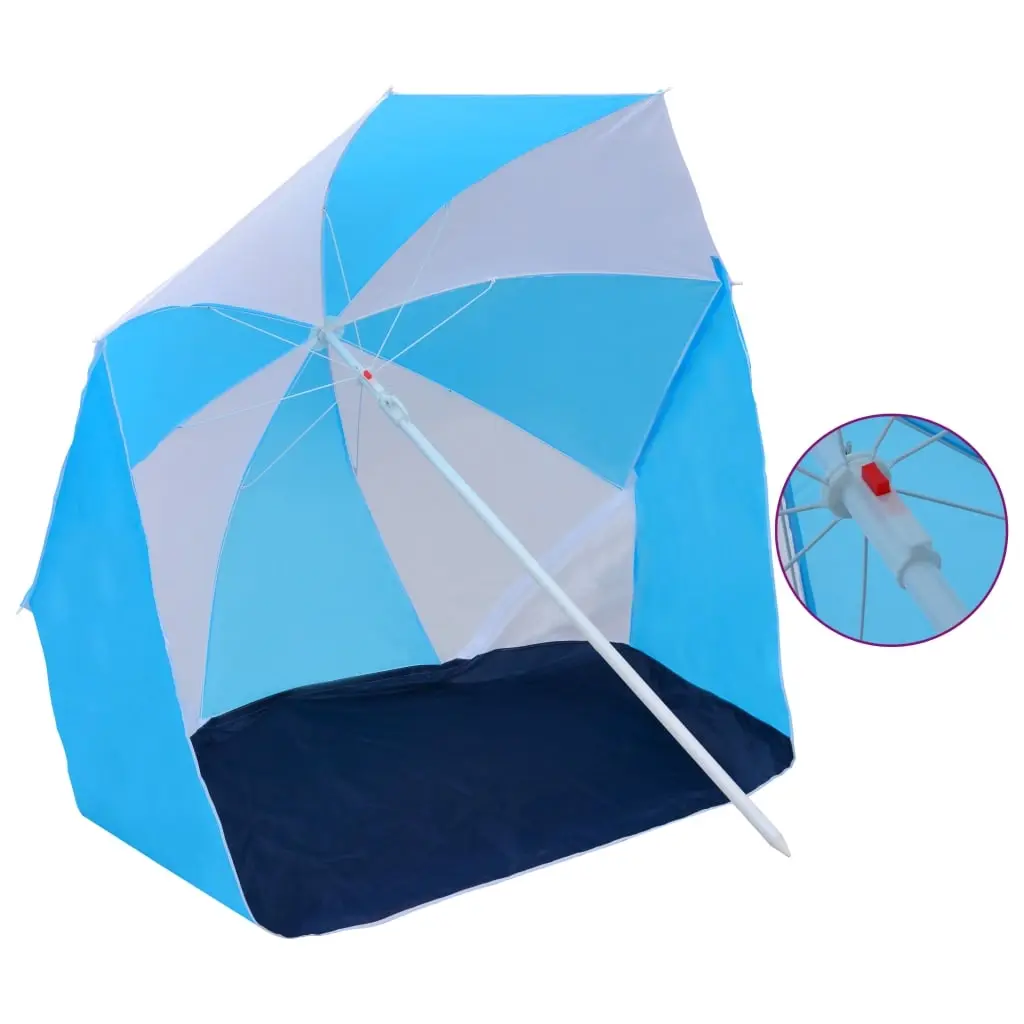 Beach Umbrella Shelter Blue and White 180 cm Fabric 47807 - Home & Garden