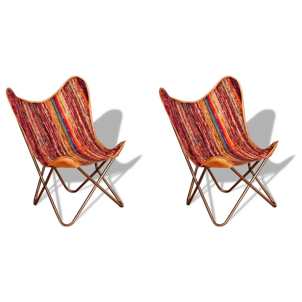 Butterfly Chairs 2 pcs Multicolour Chindi Fabric 278750 - Furniture