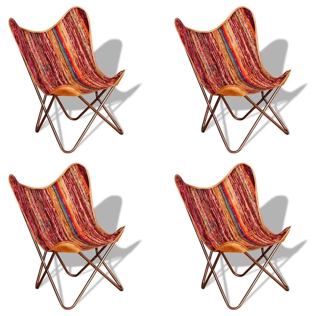 Butterfly Chairs 4 pcs Multicolour Chindi Fabric 278751 - Furniture