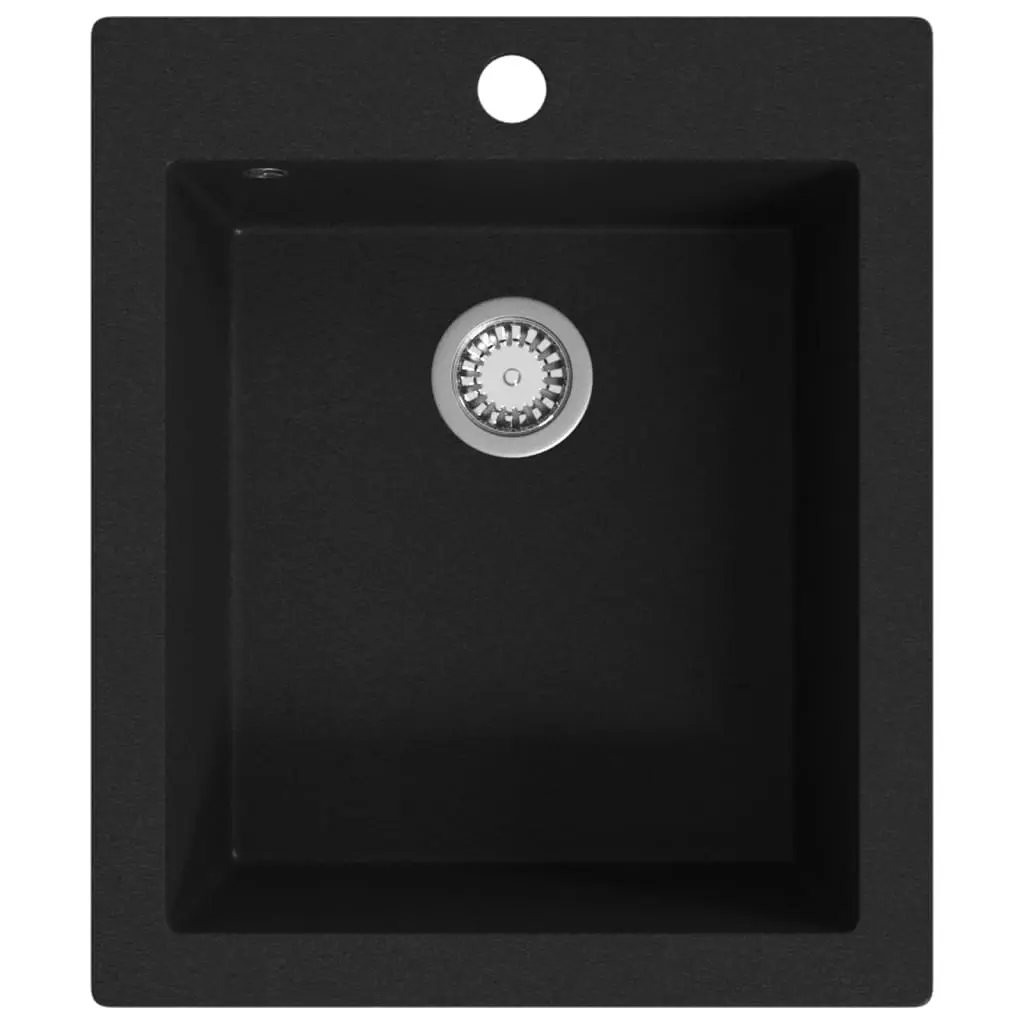 Overmount Kitchen Sink Single Basin Granite Black 145515 - Hardware