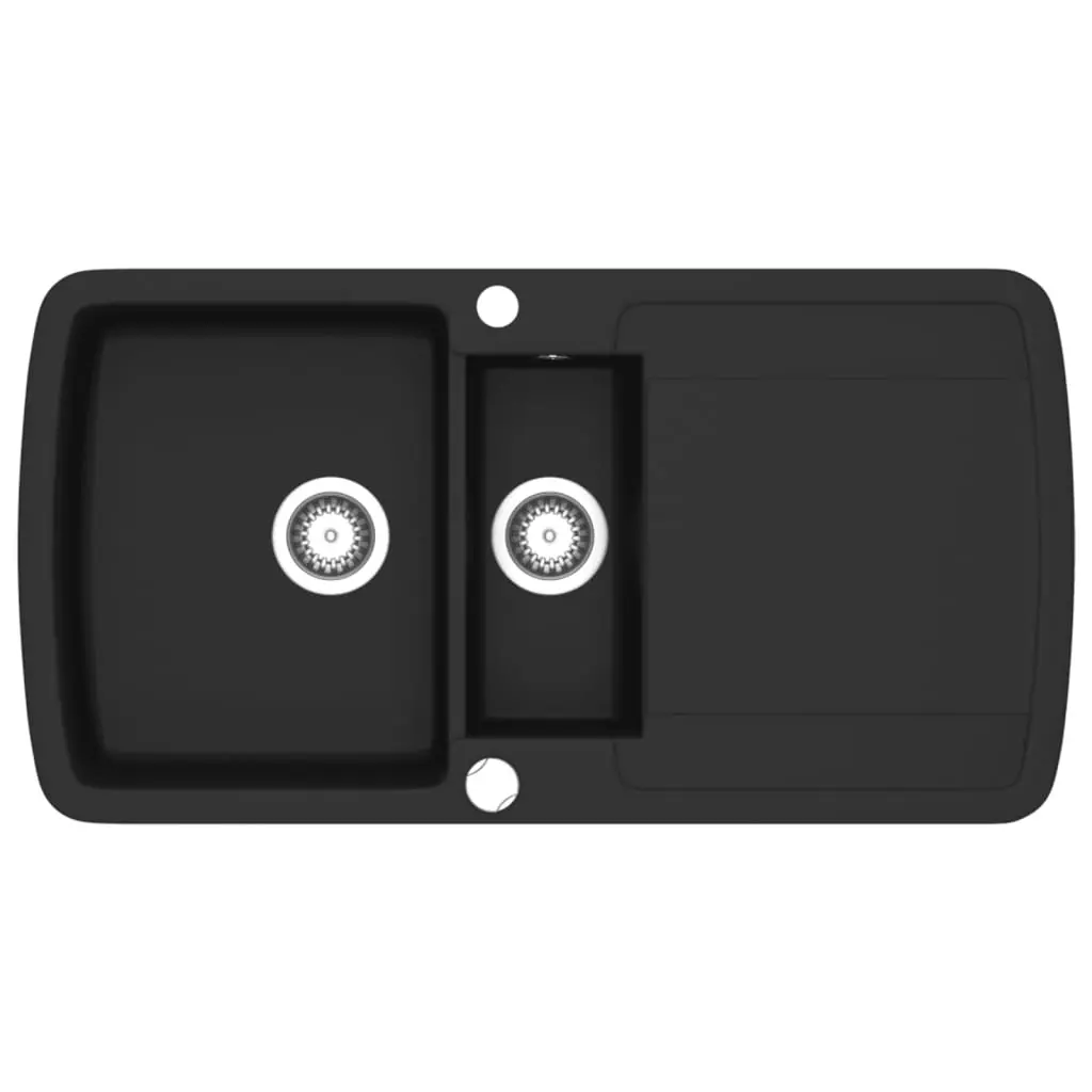 Granite Kitchen Sink Double Basin Black 145519 - Hardware