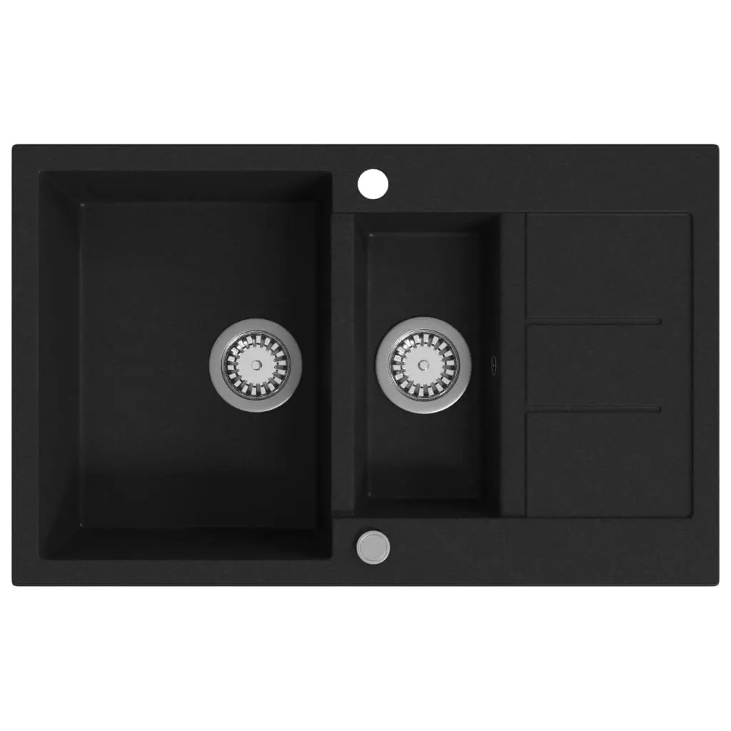 Granite Kitchen Sink Double Basin Black 145522 - Hardware