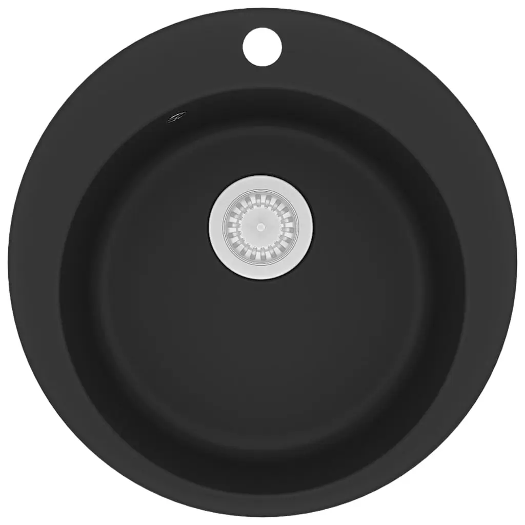 Granite Kitchen Sink Single Basin Round Black 145527 - Hardware