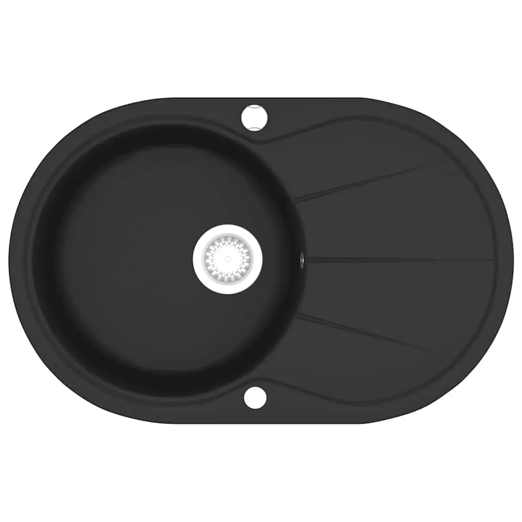 Granite Kitchen Sink Single Basin Oval Black 145528 - Hardware