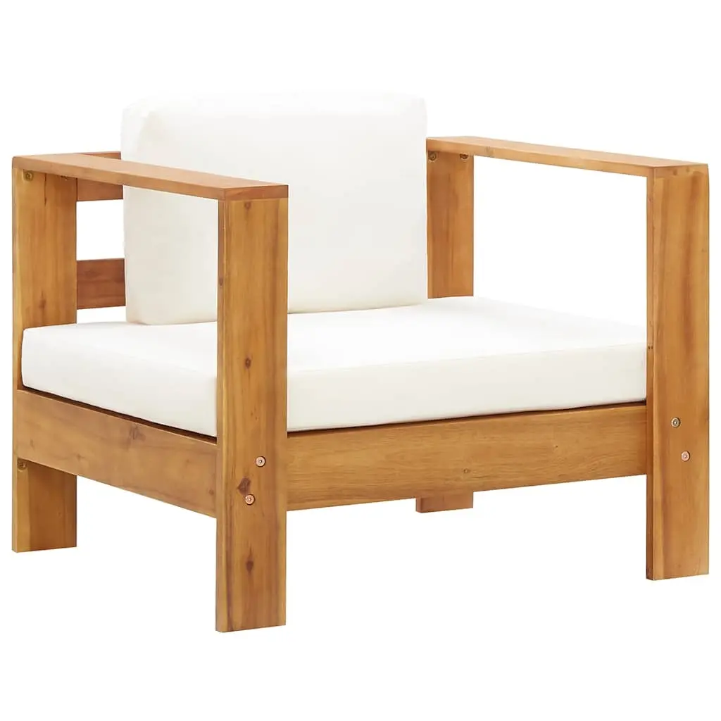 Garden Chair with Cushion Cream Solid Acacia Wood 47272 - Furniture