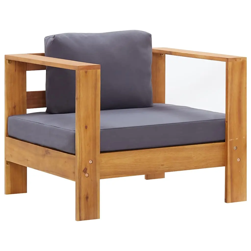 Garden Sofa Chair with Cushion Dark Grey Solid Acacia Wood 47275 - Furniture