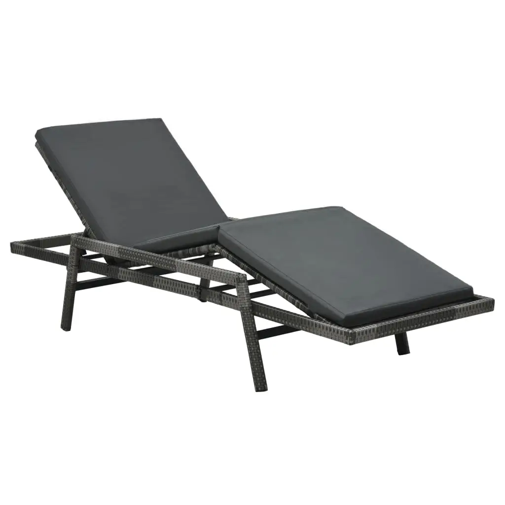 Sun Lounger with Cushion Poly Rattan Grey 48147 - Furniture