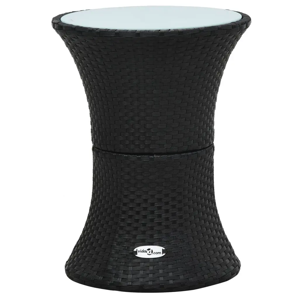 Garden Side Table Drum Shape Black Poly Rattan 48150 - Furniture