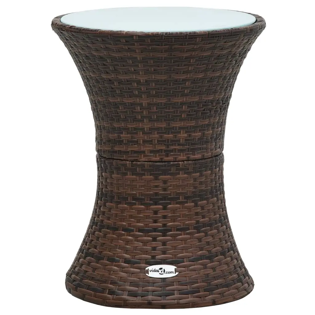 Garden Side Table Drum Shape Brown Poly Rattan 48151 - Furniture