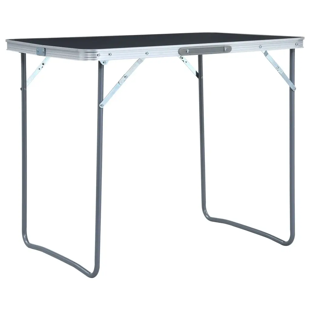 Foldable Camping Table with Metal Frame 80x60 cm Grey 48171 - Sports & Outdoor