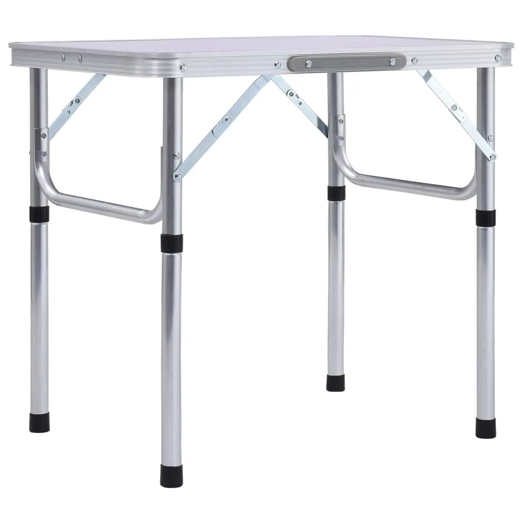 Folding Camping Table White Aluminium 60x45 cm 48178 - Sports & Outdoor