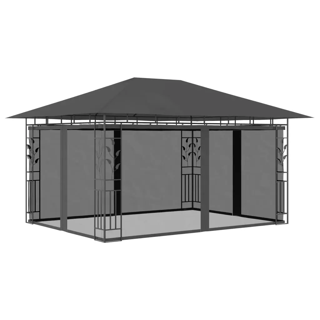 Gazebo with Mosquito Net 4x3x2.73 m Anthracite 180 g/m² 47973 - Home & Garden
