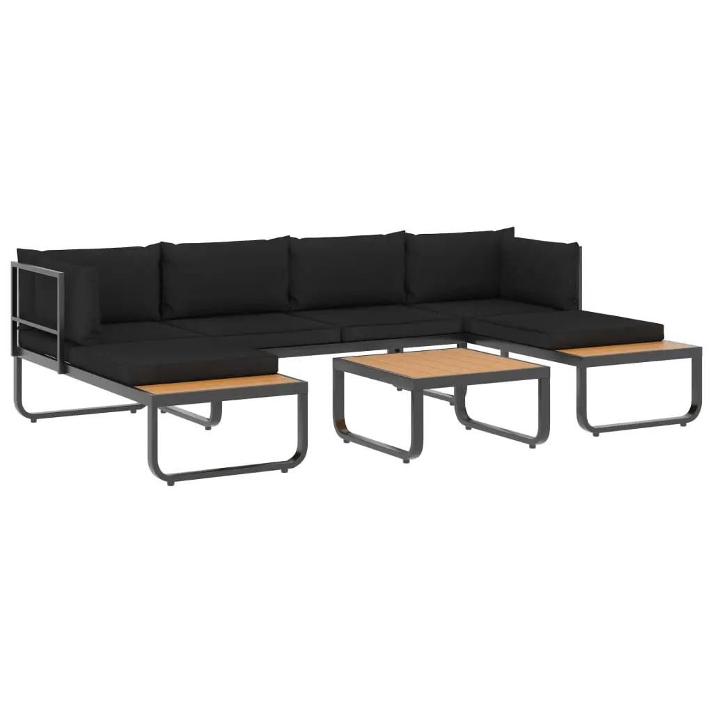 4 Piece Garden Corner Sofa Set with Cushions Aluminium and WPC 48654 - Furniture