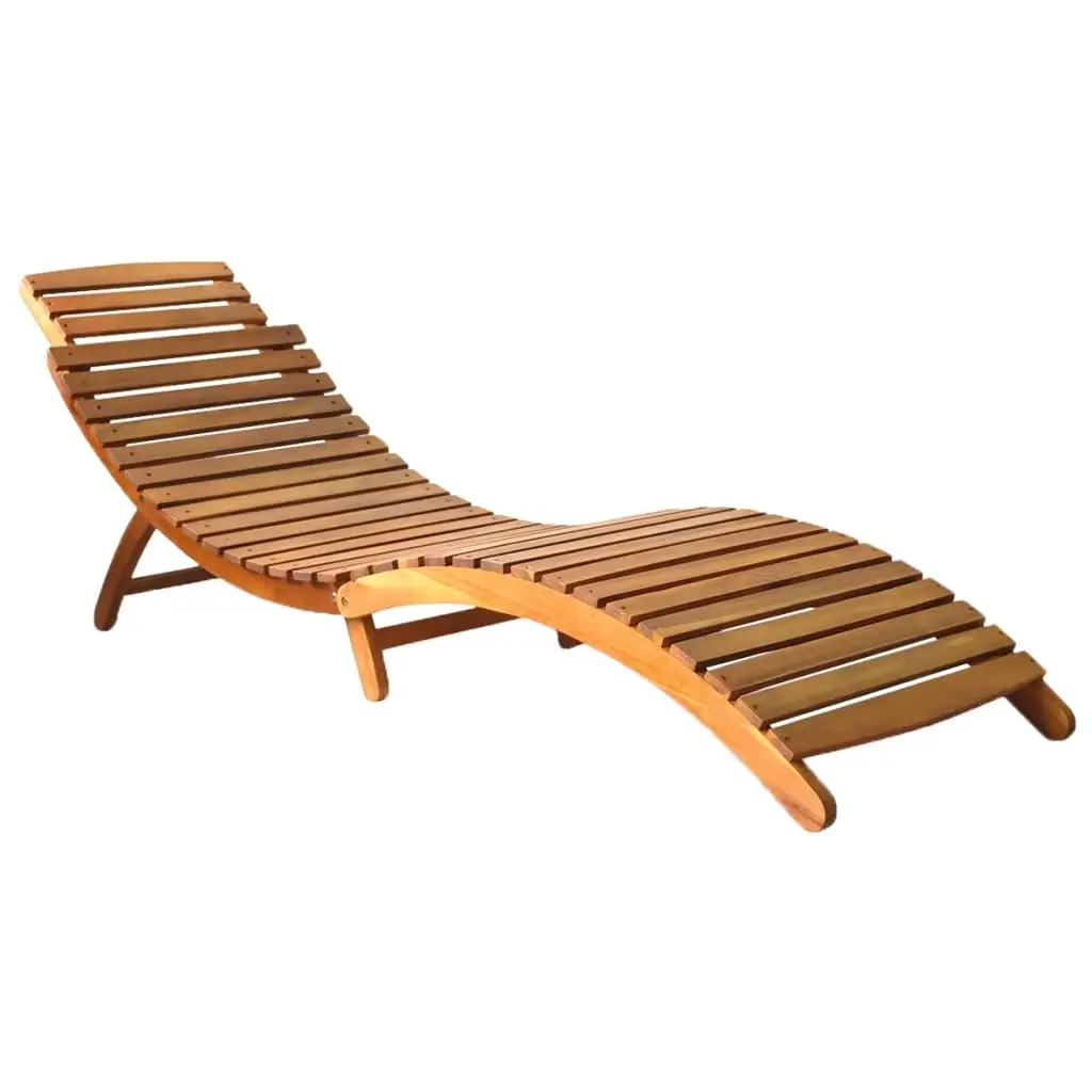 Sun Lounger Solid Acacia Wood Brown 46650 - Furniture