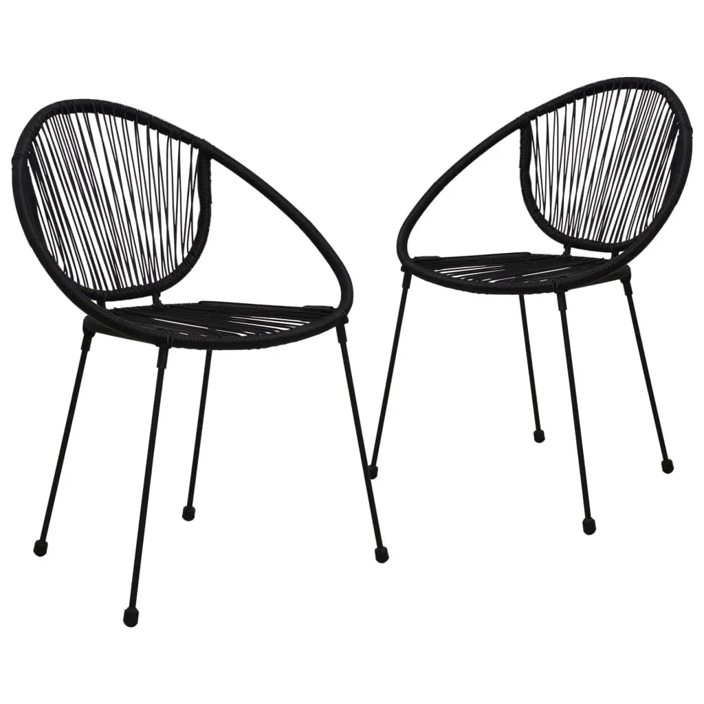 Garden Chairs 2 pcs PVC Rattan Black 48566 - Furniture