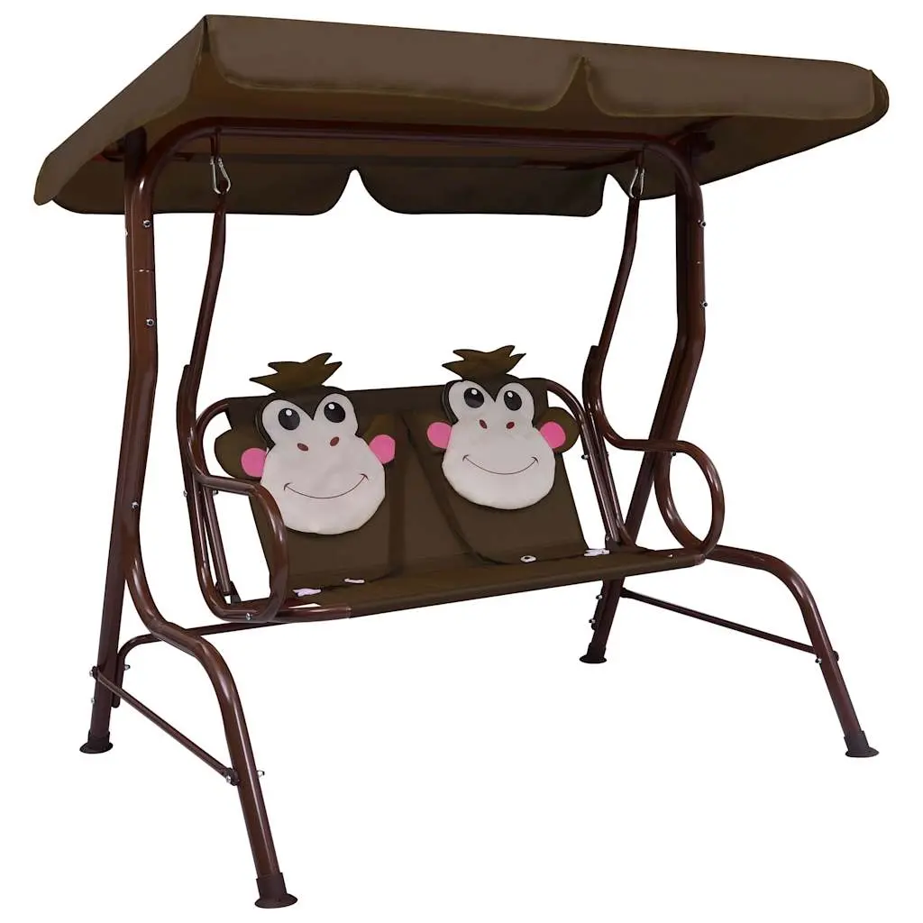 Kids Swing Bench Brown 115x75x110 cm Fabric 48097 - Toys & Games