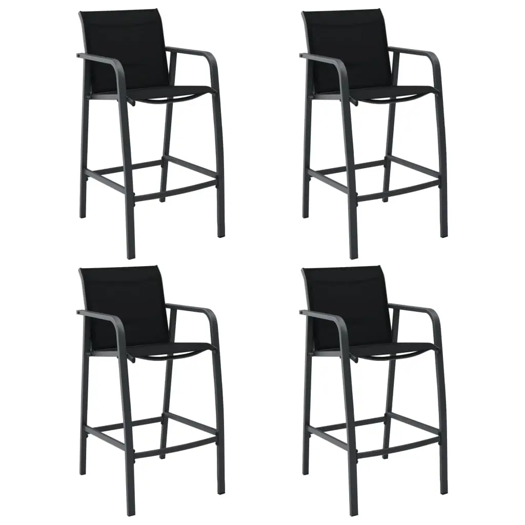 Garden Bar Chairs 4 pcs Black Textilene 48117 - Furniture