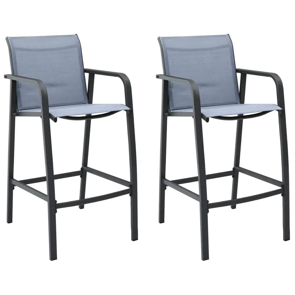 Garden Bar Chairs 2 pcs Grey Textilene 48118 - Furniture
