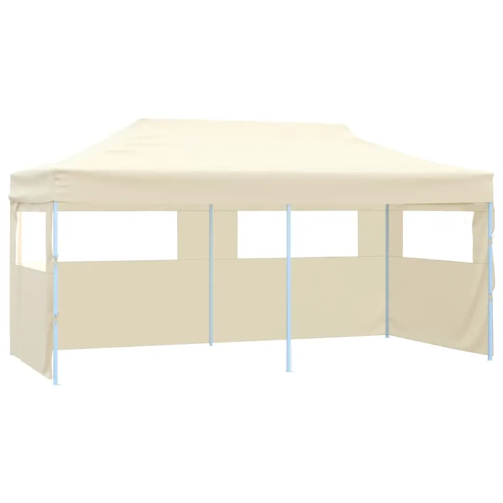 Professional Folding Party Tent with 4 Sidewalls 3x6 m Steel Cream 48866 - Home & Garden