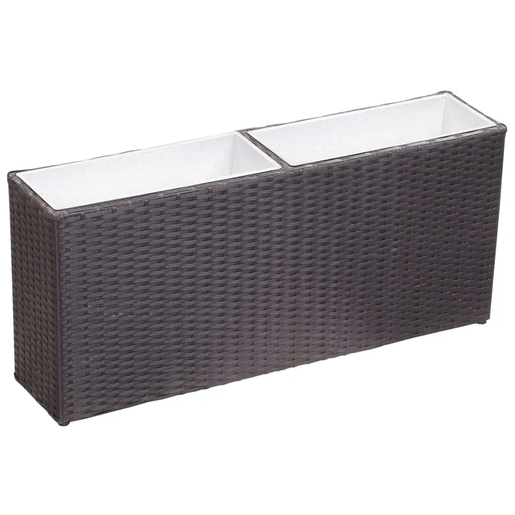 Garden Raised Bed with 2 Pots 90x20x40 cm Poly Rattan Black 46920 - Home & Garden