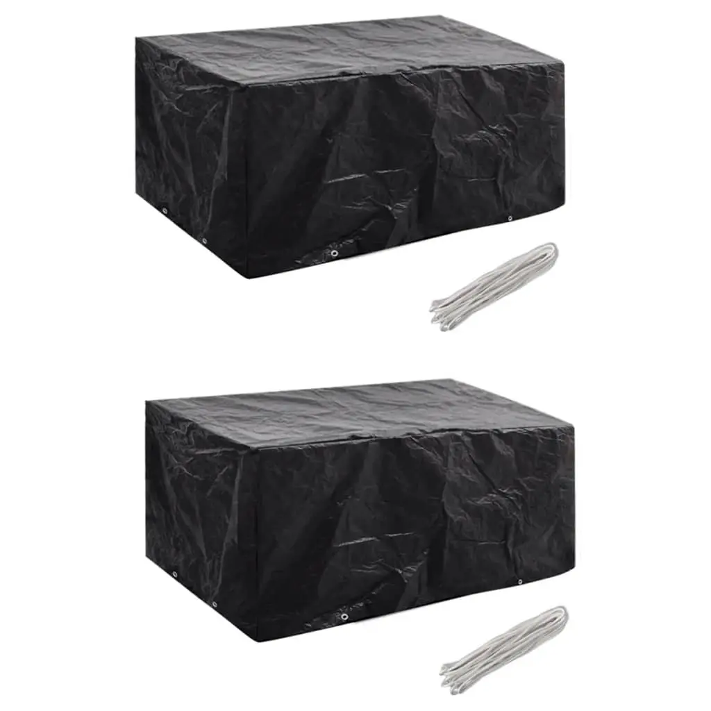 Garden Furniture Covers 2 pcs 4 Person Poly Rattan Set 8 Eyelets 180x140 cm 279122