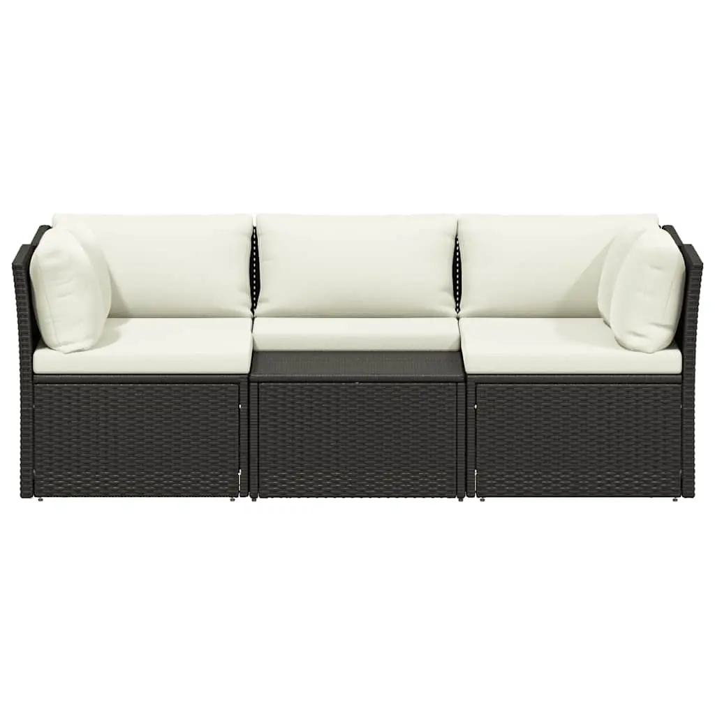 4 Piece Garden Lounge Set with Cushions Poly Rattan Brown 47810 - Furniture