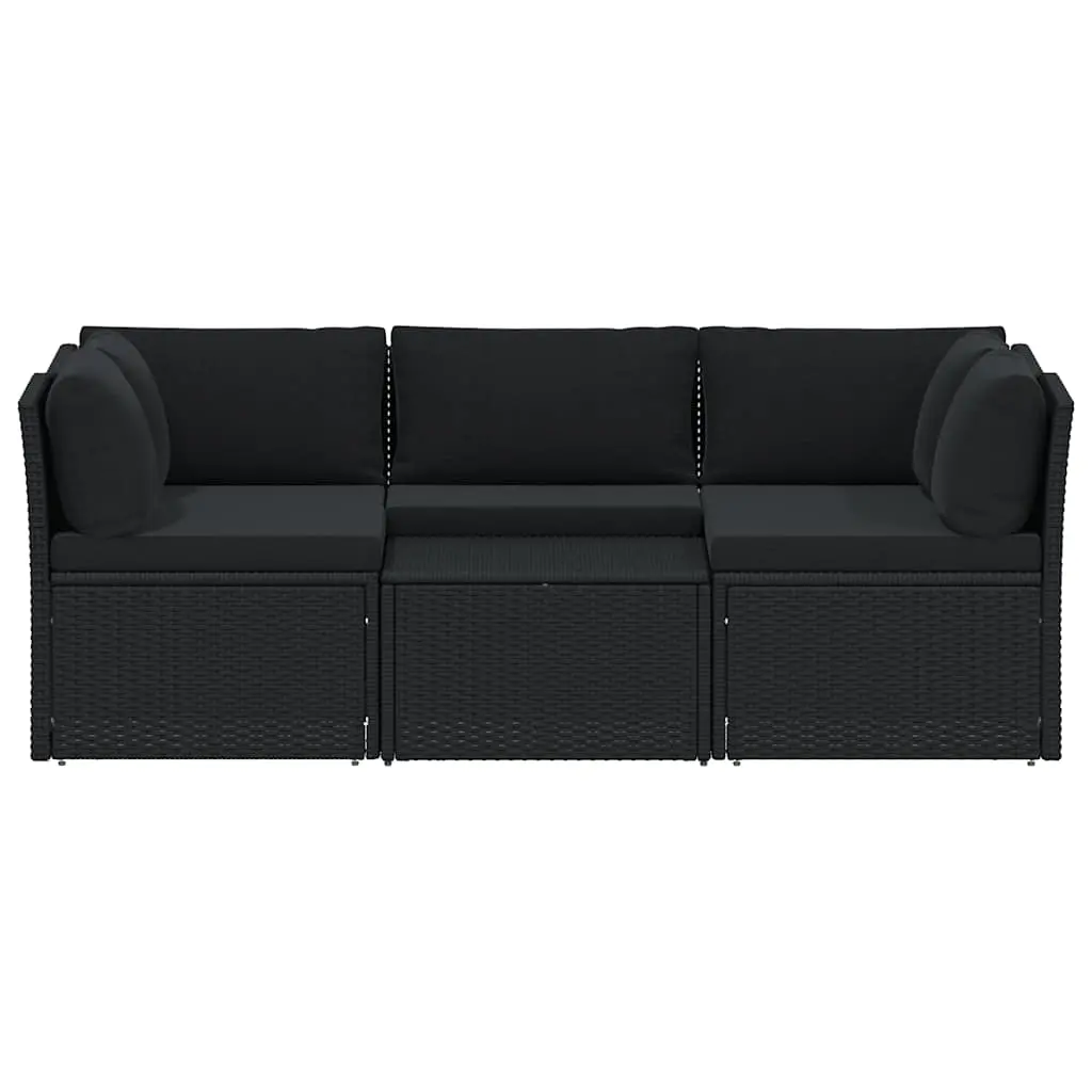 4 Piece Garden Lounge Set with Cushions Poly Rattan Black 47811 - Furniture