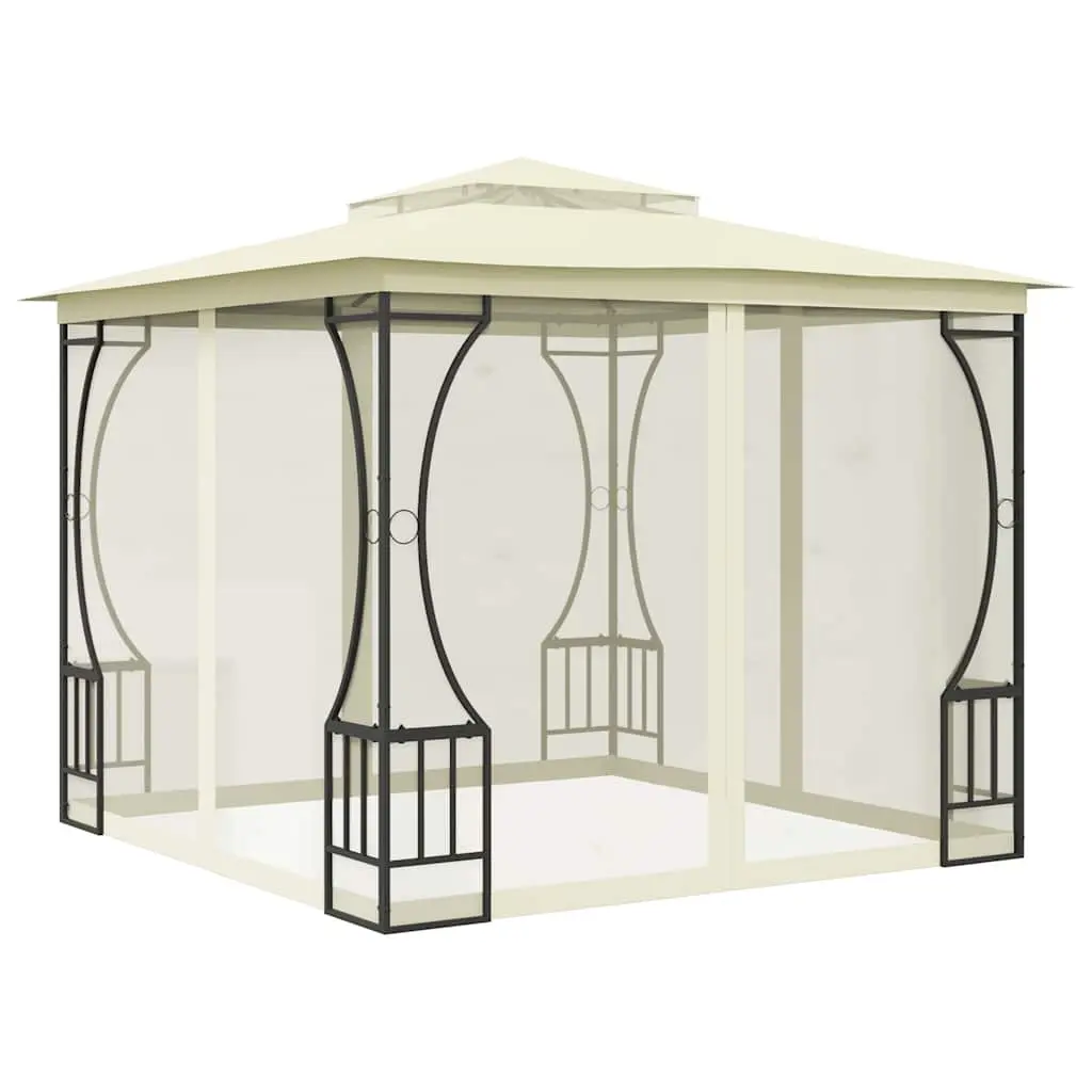 Gazebo with Nets 300x300x265 cm Cream 48595 - Home & Garden
