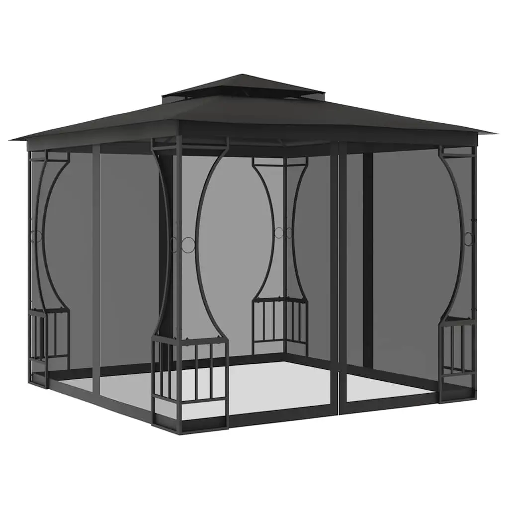 Gazebo with Nets 300x300x265 cm Anthracite 48597 - Home & Garden