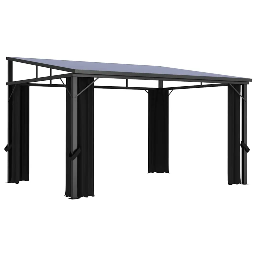 Gazebo with Curtain 405x294x244 cm Anthracite 48599 - Home & Garden