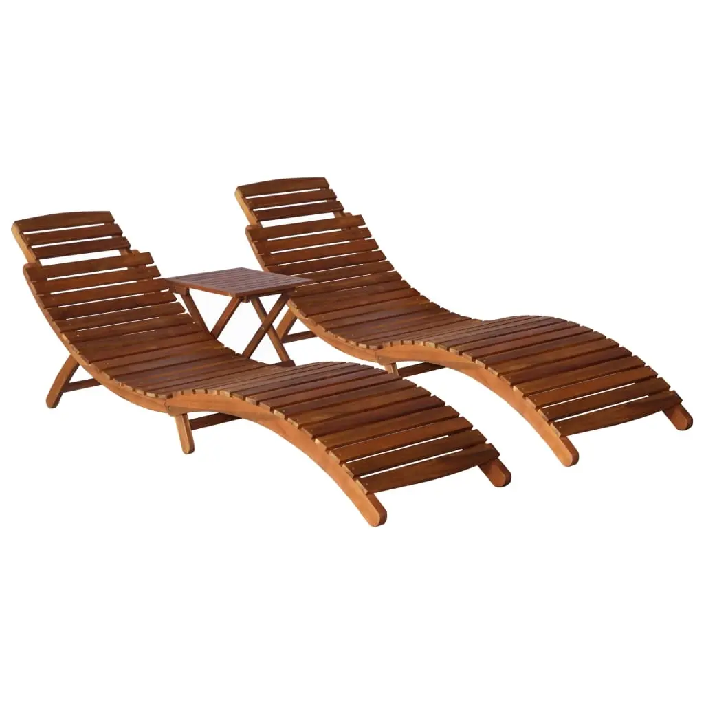 3 Piece Sunlounger with Tea Table Solid Wood Acacia 279160 - Up to 65% off Outdoor Furniture