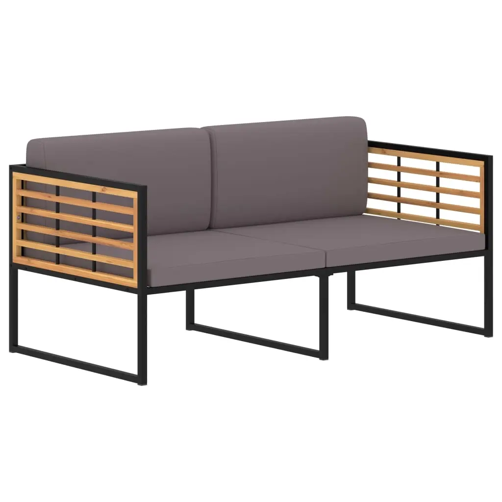 Garden Bench with Cushions 136 cm Solid Acacia Wood Dark Grey 46509 - Furniture