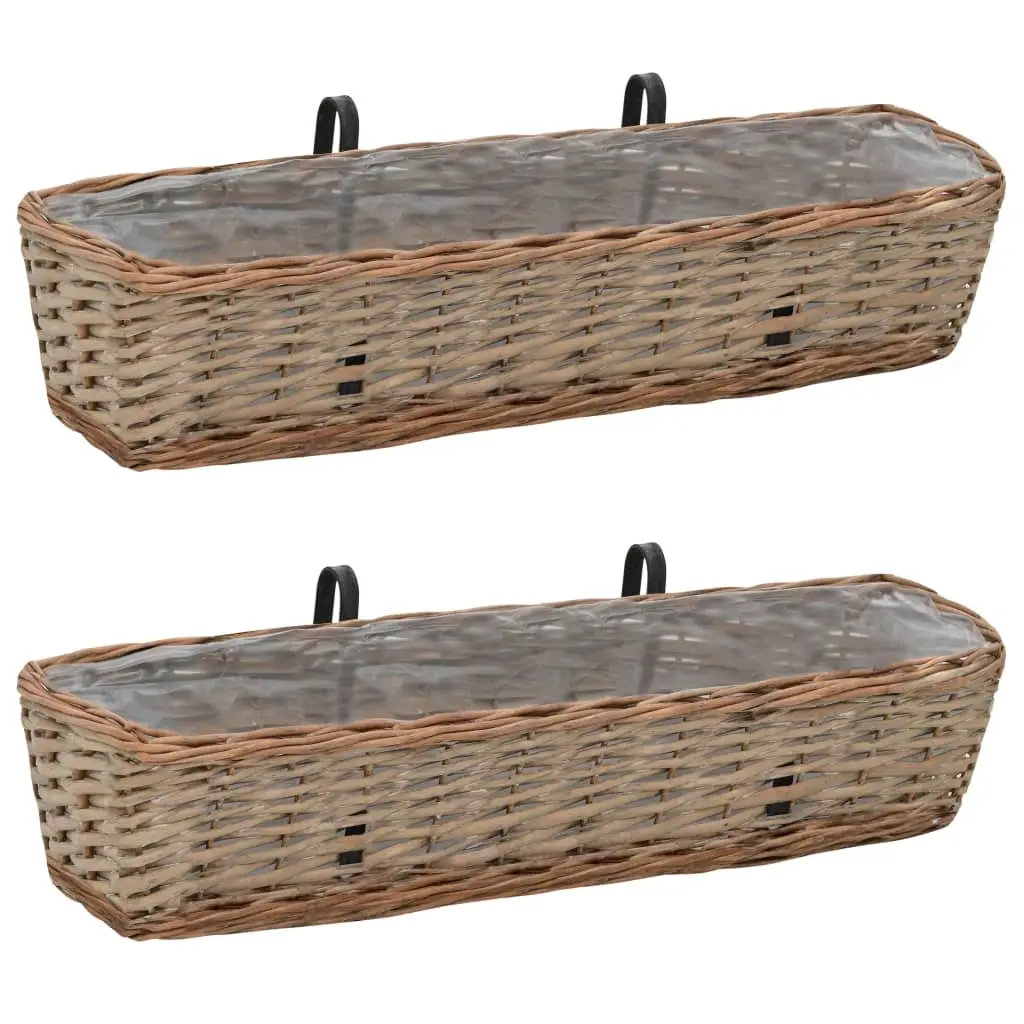 Balcony Planter 2 pcs Wicker with PE Lining 80 cm 287642 - Home & Garden