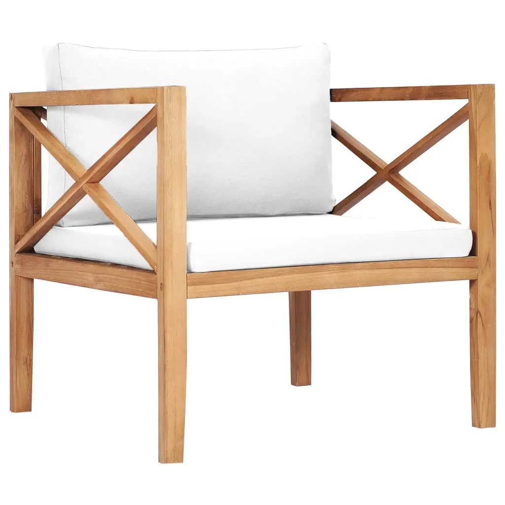 Garden Chair with Cream Cushions Solid Teak Wood 49369 - Up to 65% off Outdoor Furniture